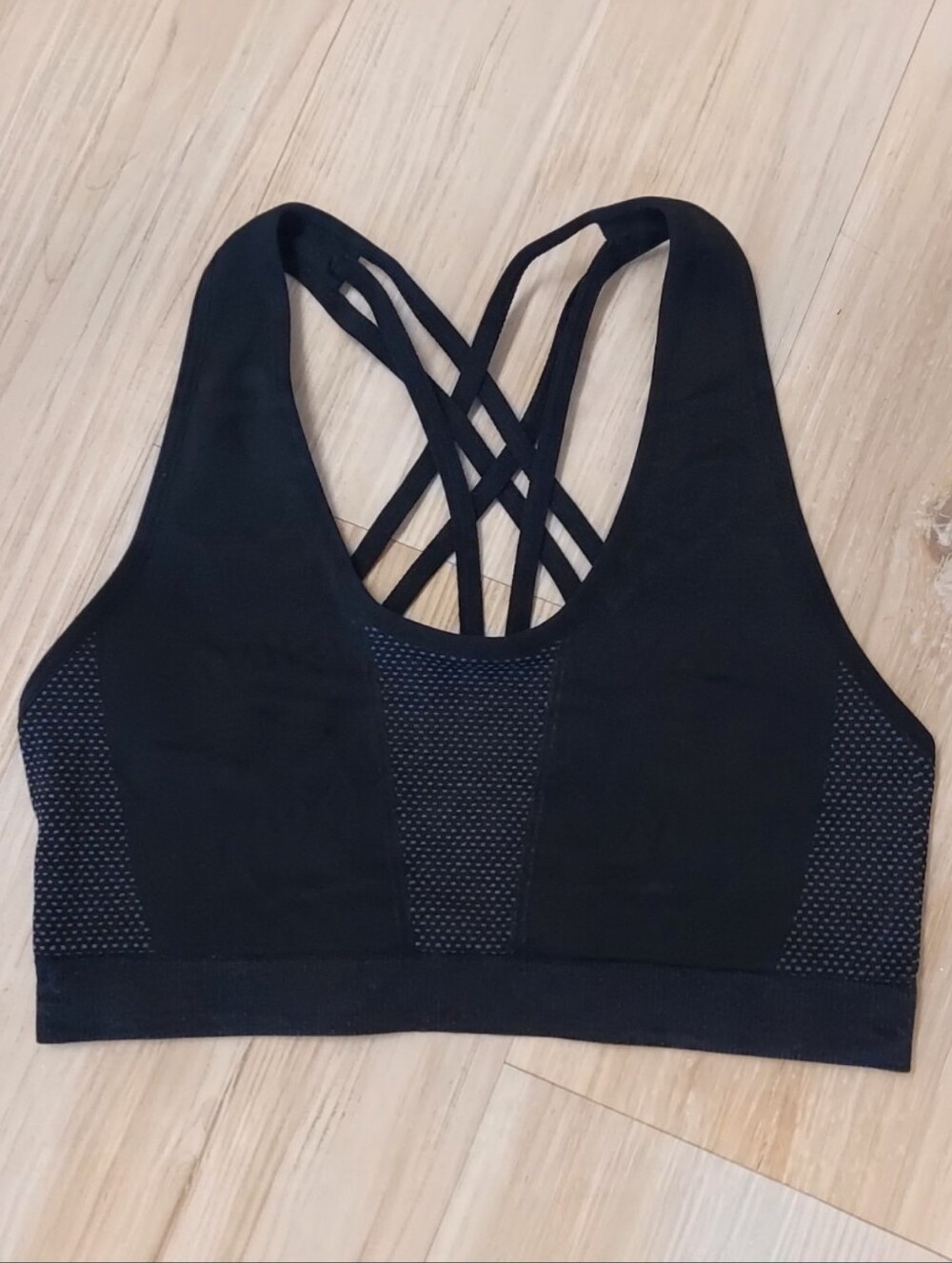 Fabletics Black Crisscross Strappy Sports Bra Black Size XS/SM